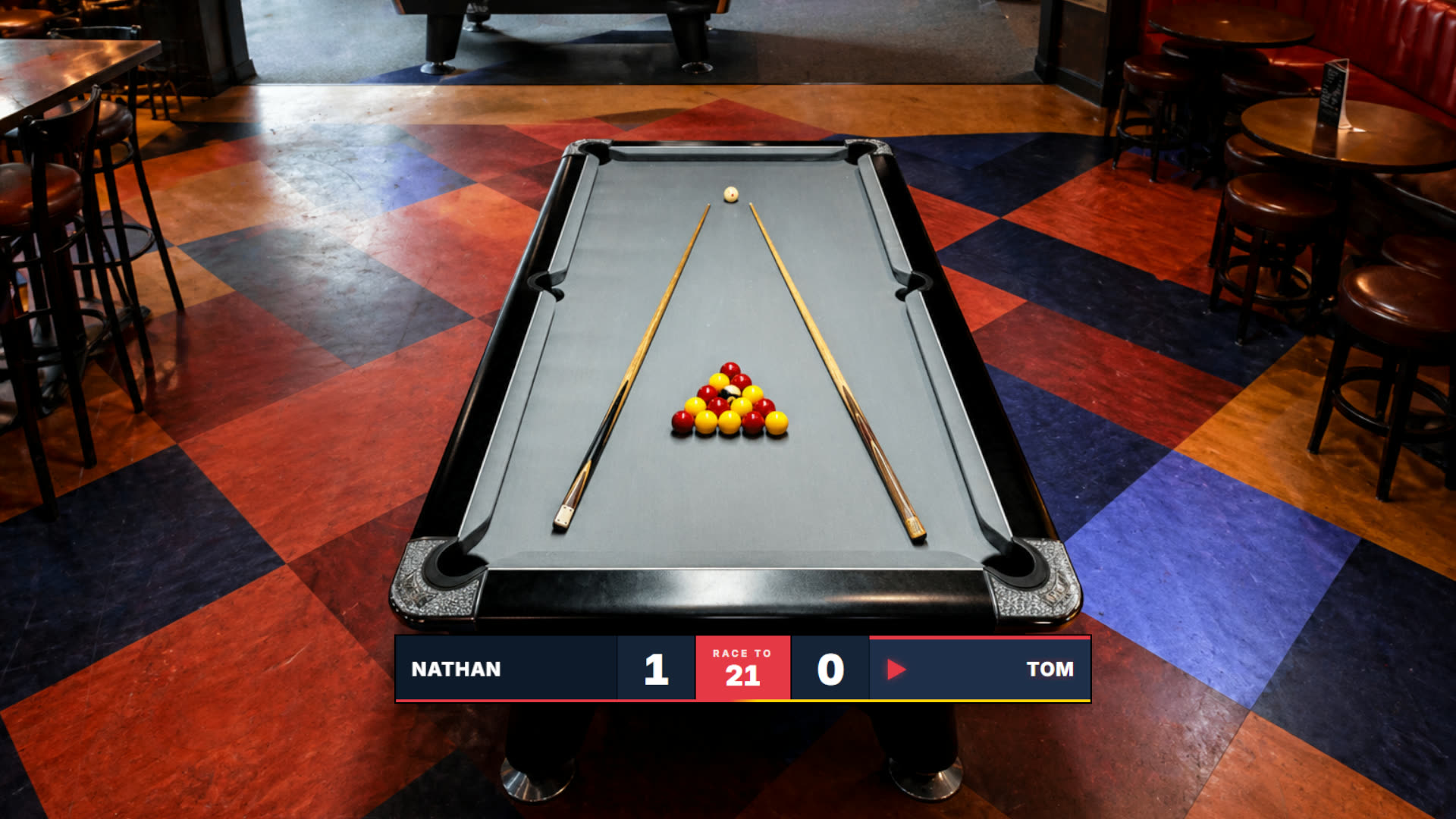 Pool live stream playing on a tablet